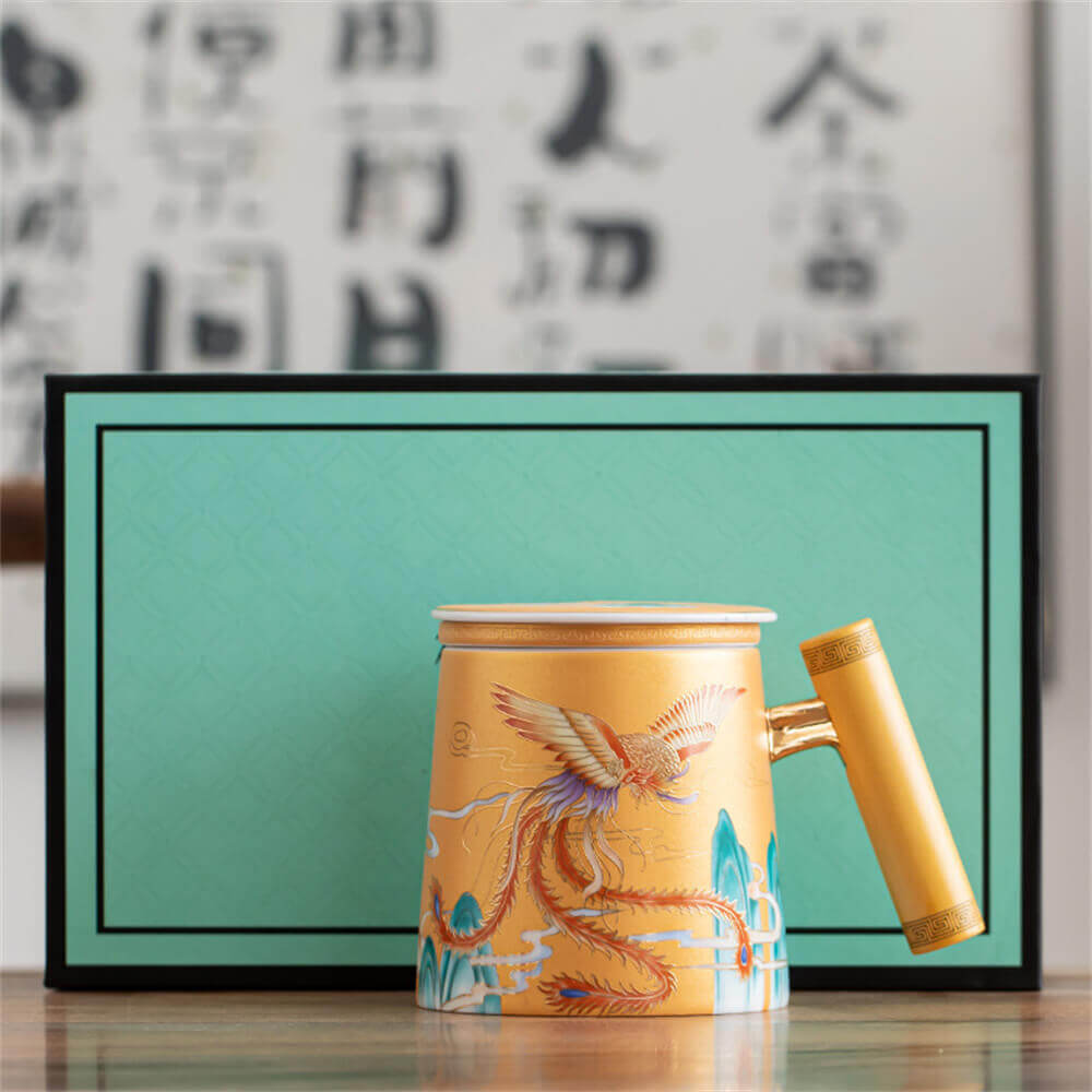 Phoenix Chaoyang Mug with Wooden Handle