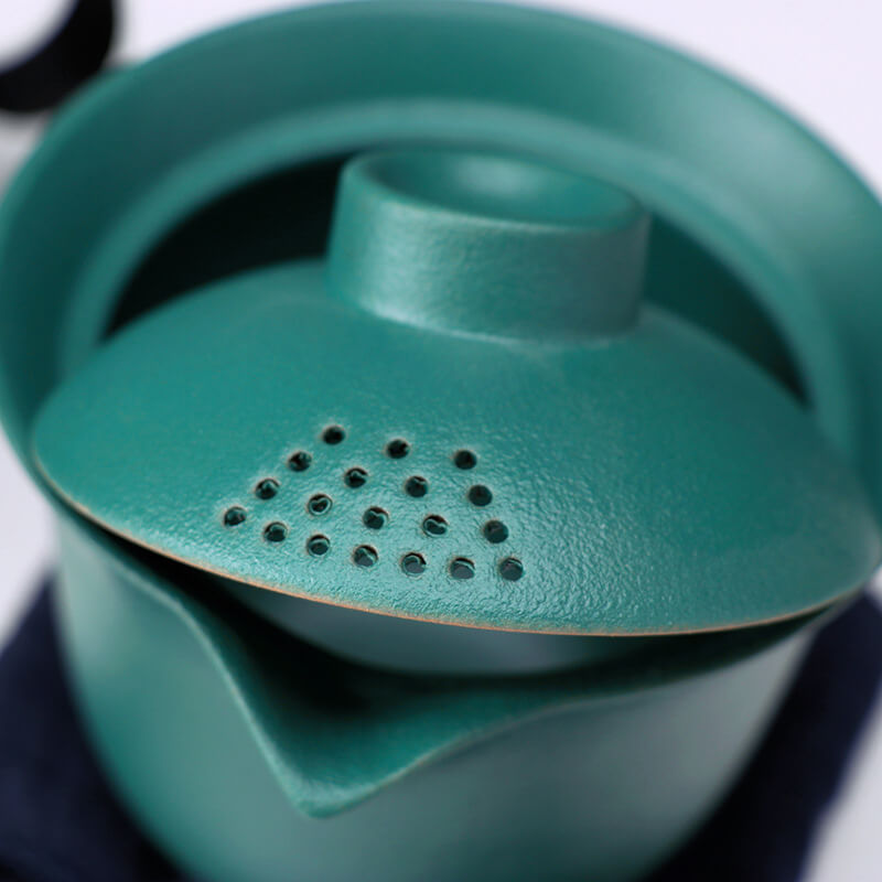 Green Simple One Pot Of Four Cups Travel Tea Set