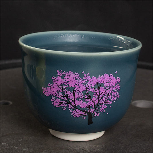 Celadon Cherry Blossom Color-changing Dragon and Phoenix Cup