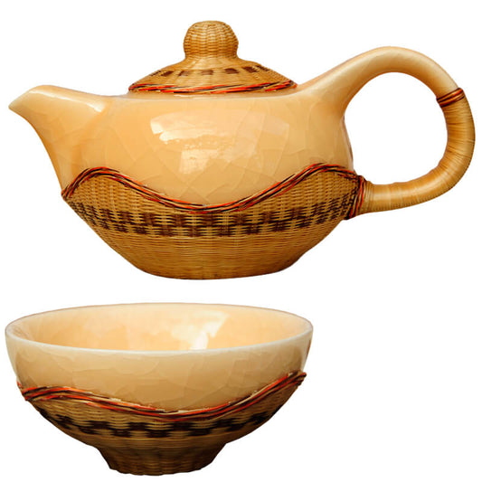 Bamboo - Woven Ice - Split Texture Tea Set 7 Pieces In Gift Box