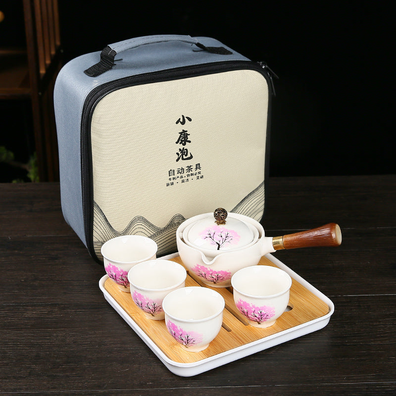 Rocking Wooden Handle Teapot Automatic Tea Set