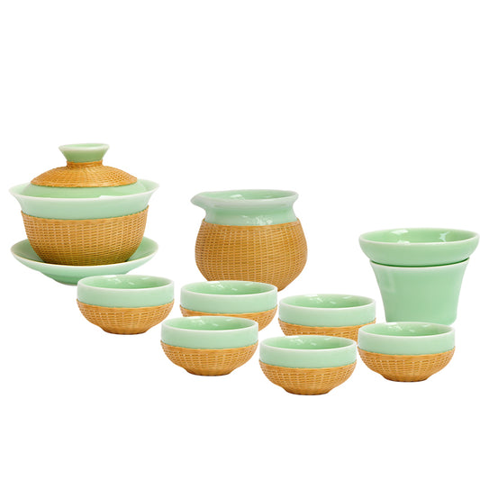 Bamboo Celadon Tea Set