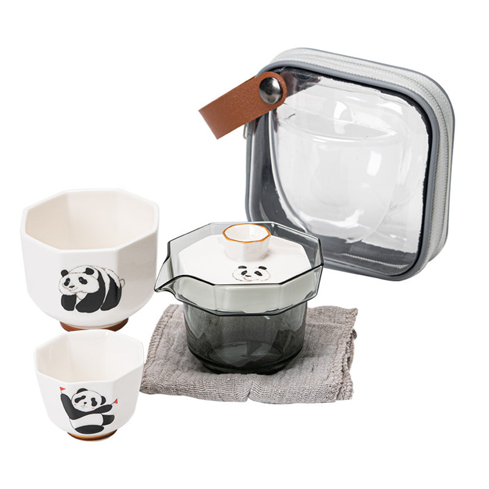 Octagon Panda Travel Tea Set