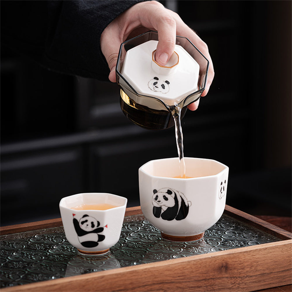 Octagon Panda Travel Tea Set