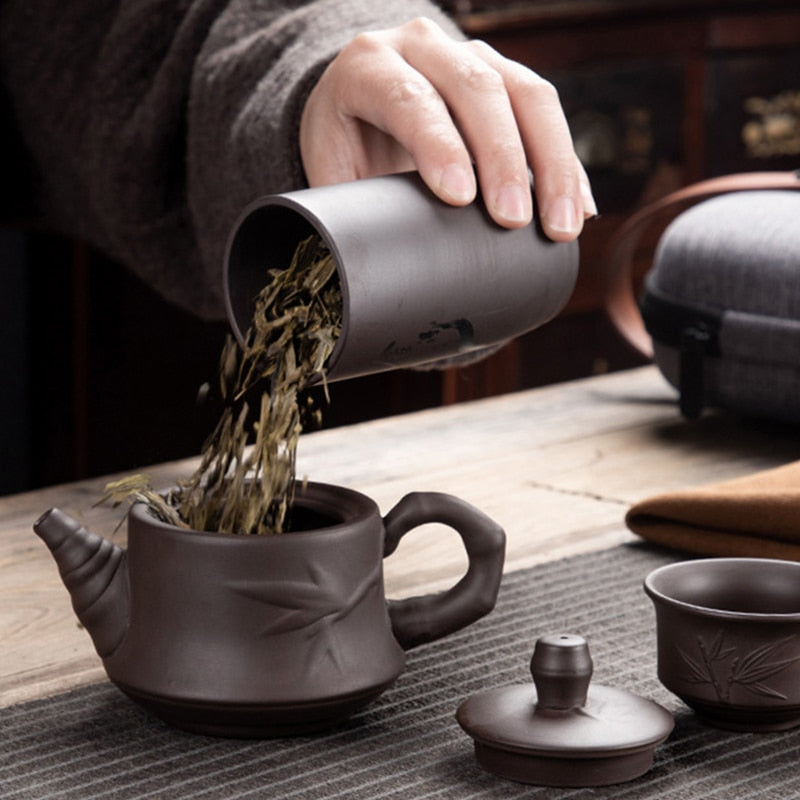 One Pot Four Cup Tea Set Portable Set