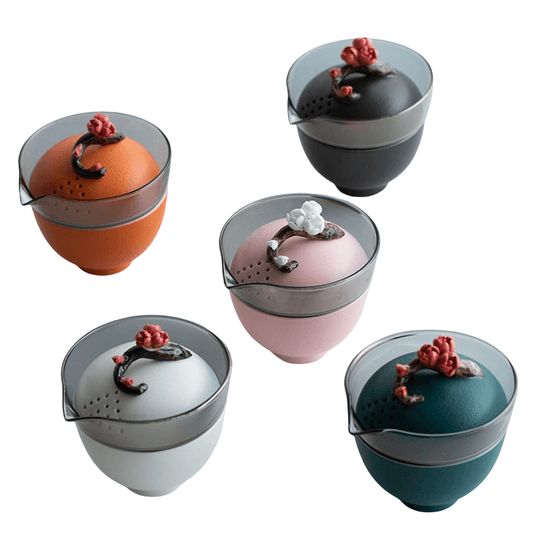 Plum Blossom Tureen One Pot Of Three Cups Portable Travel Tea Set