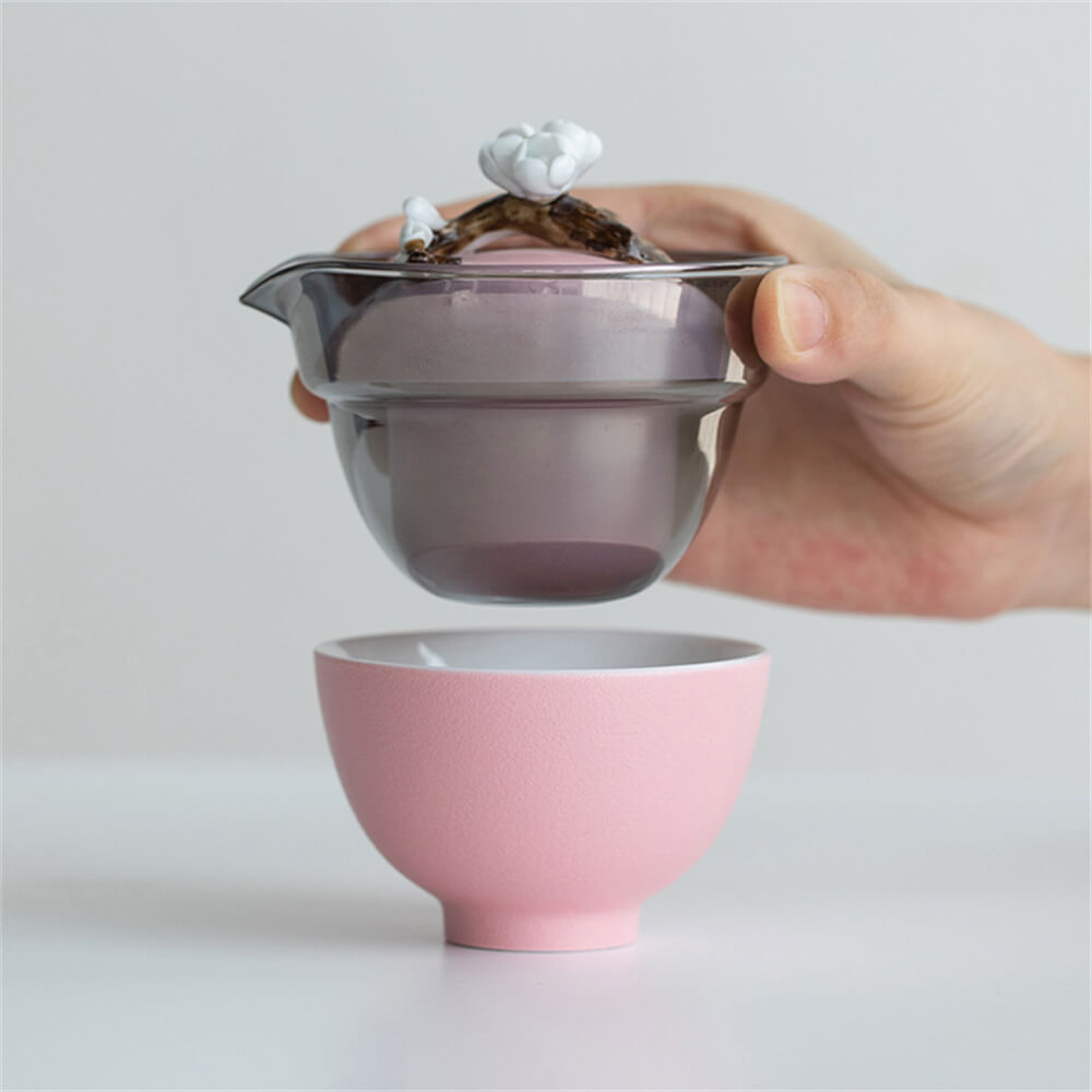 Plum Blossom Tureen One Pot Of Three Cups Portable Travel Tea Set