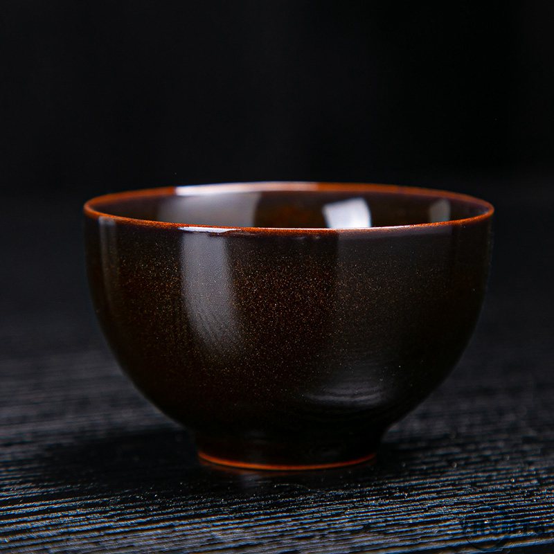 Ceramic Tea Cup Jun Kiln Change Brushed Color Sand Gold Glaze Chinese Teacup