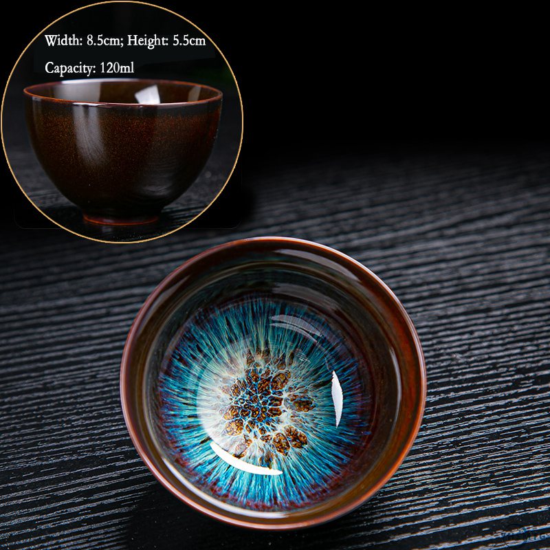 Ceramic Tea Cup Jun Kiln Change Brushed Color Sand Gold Glaze Chinese Teacup