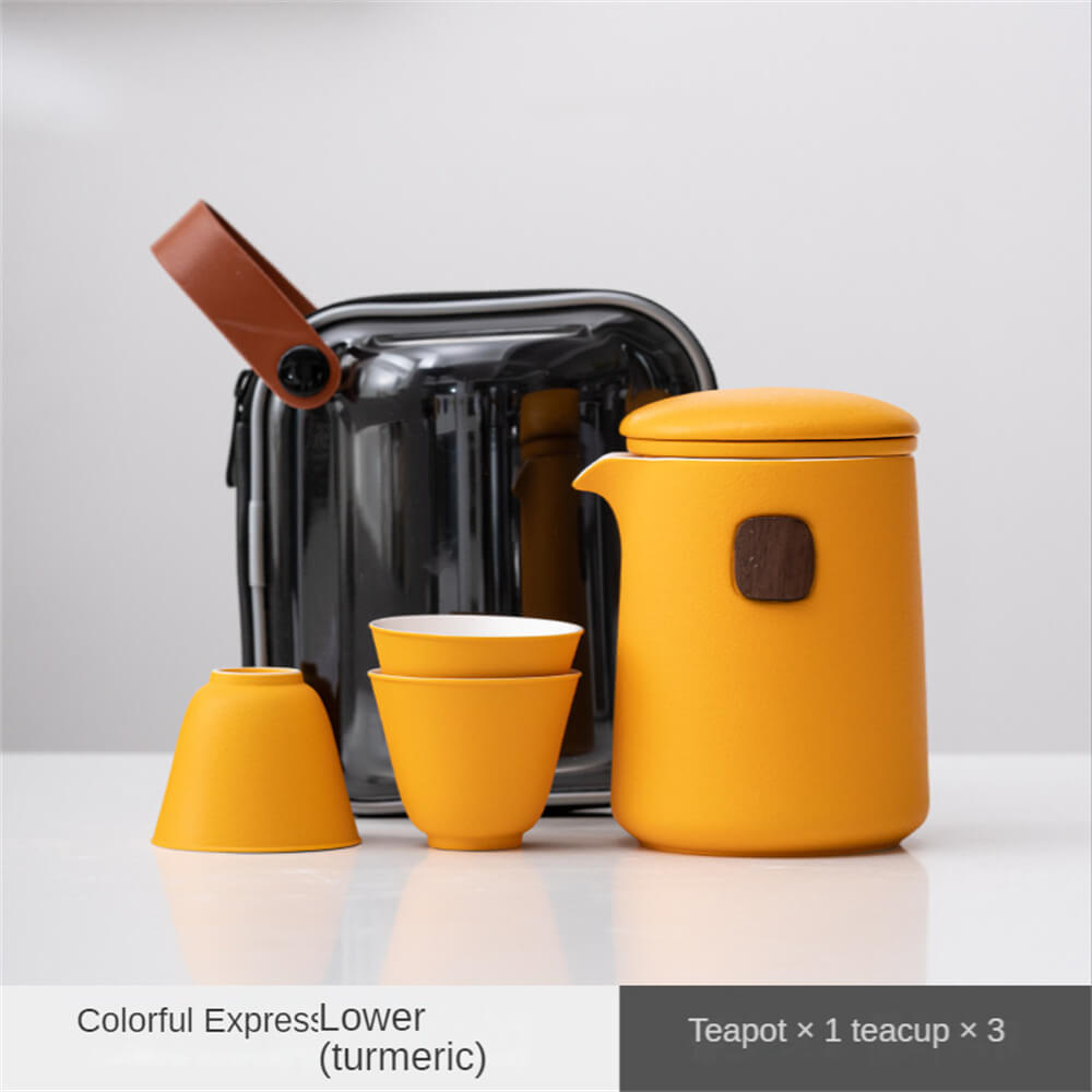 Simple dazzle color a pot of three cups travel set