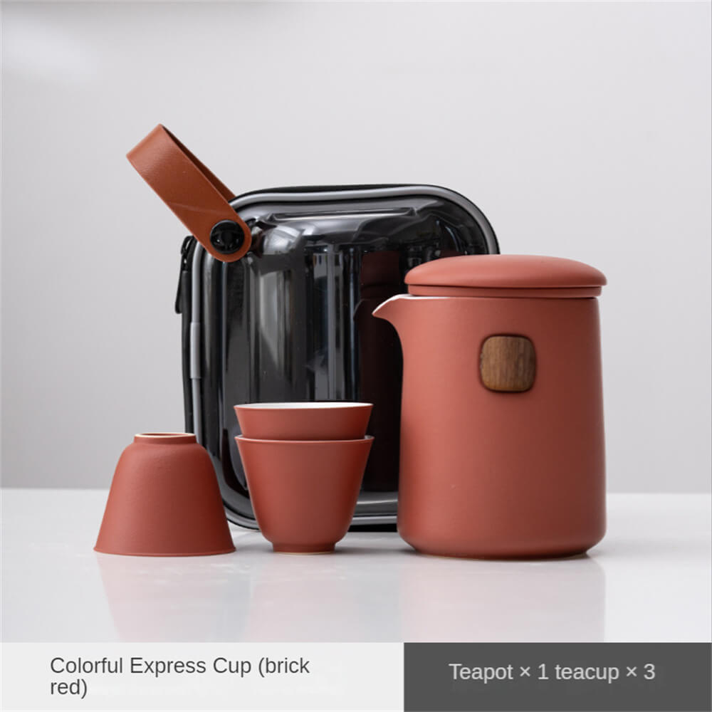 Simple dazzle color a pot of three cups travel set