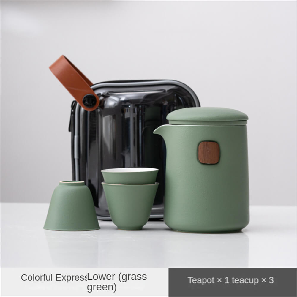 Simple dazzle color a pot of three cups travel set