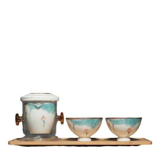 Hand Painted Lotus Home Tea Set